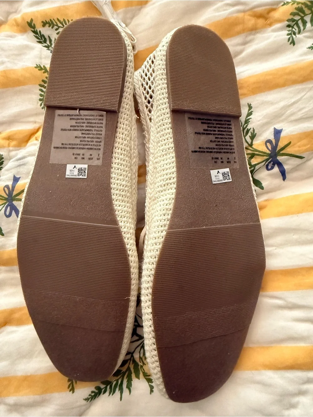 NWT Ivory Crochet Lace-Up Ballet Flats | Coastal Cottagecore | Size 9